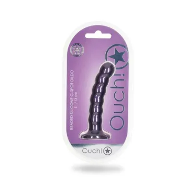 Realistic Dildos Shots Ouch Beaded Silicone 5 In G spot Dildo Metallic Purple