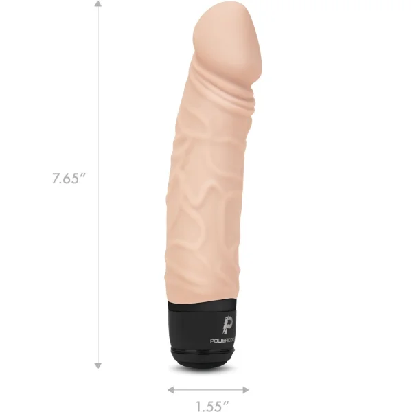 Powercocks Realistic Silicone Waterproof Rechargeable 6.5" Vibrator - Vanilla