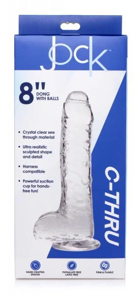 Jock C-thru Dildo With Balls - 8 Inch