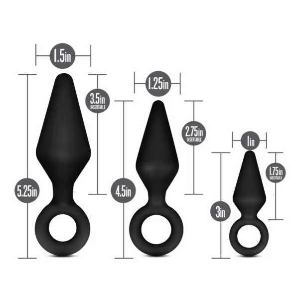 Anal Adventures - Platinum - Silicone Loop Plug  Kit - Black