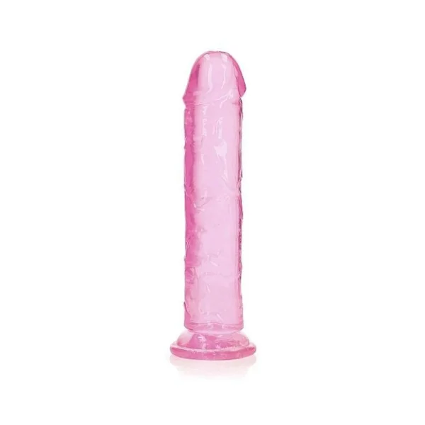 Realistic Dildos: Realrock Crystal Clear Straight 9 In. Dildo Without Balls Pink
