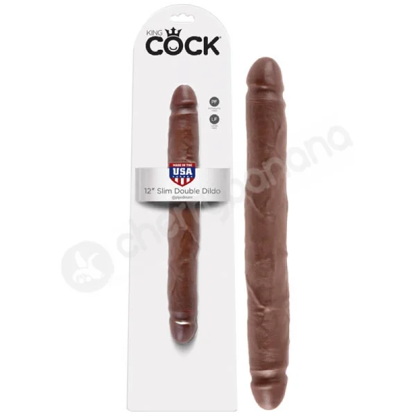 King Cock Brown 12'' Slim Double Dildo