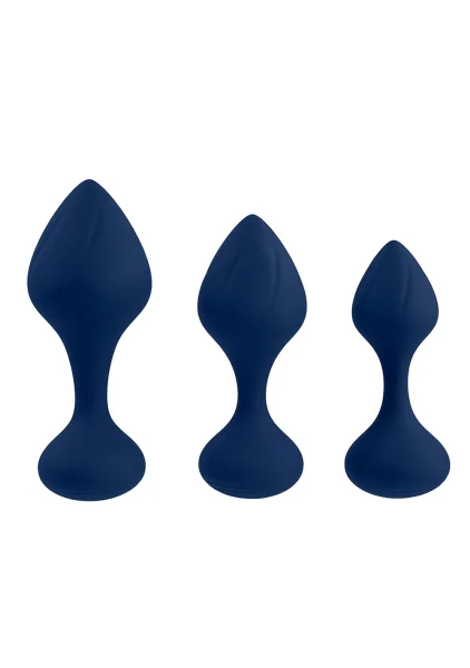 Playboy Pleasure Tail Trainer Silicone 3 Piece Anal Training Kit - Navy