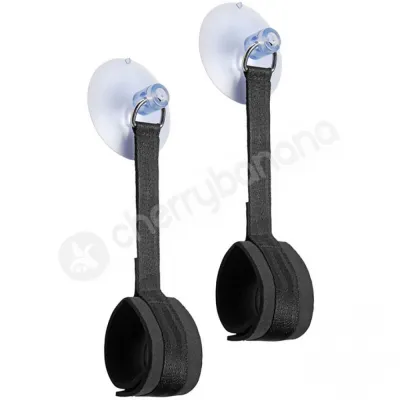 Ouch Velvet Velcro Black Adjustable Handcuffs With Suction Cup