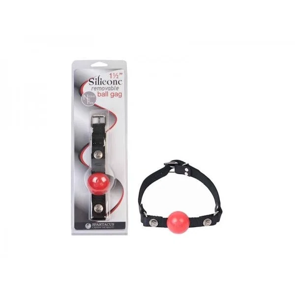 Removable Silicone Ball Gag 1.5 Inch - Red