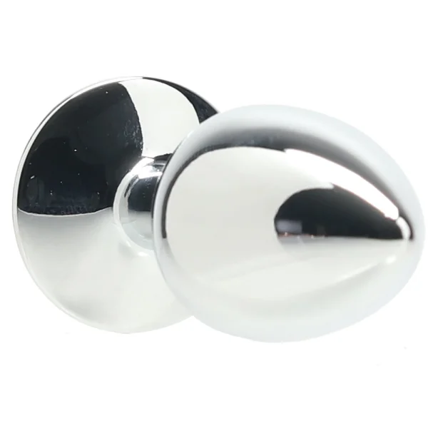 Shots Ouch! Round Gem Butt Plug Small - Silver/Ruby Red
