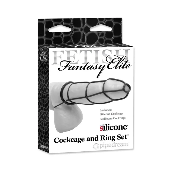Fetish Fantasy Elite Cockcage And Ring Set Black