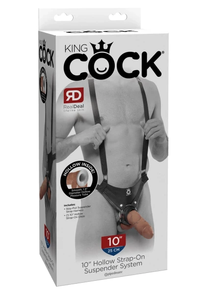 King Cock 10 " Hollow Strap On Suspender System