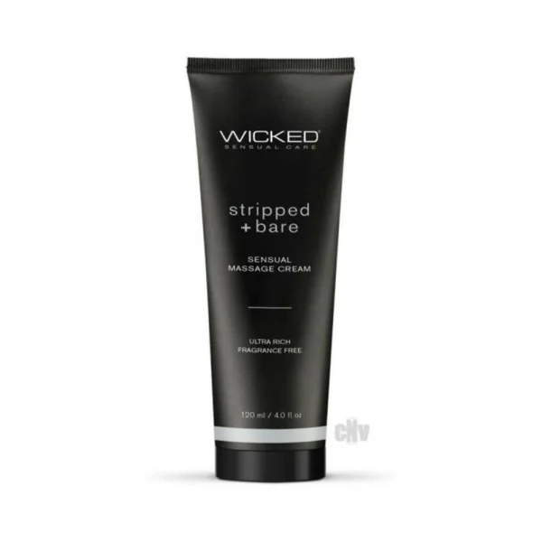 Sensual Massage: Wicked Stripped + Bare Unscented Sensual Massage Cream 4 Oz.