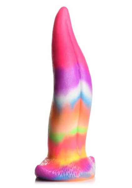 Unicorn Tongue Rainbow Glow In The Dark 7.4" Silicone Suction Cup Dildo By Creature Cocks
