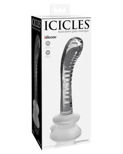 Icicles No. 88 G-Spot Glass Textured Dildo with Removable Suction Cup 6 Inch