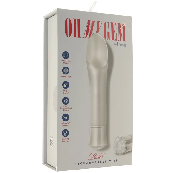 Oh My Gem Bold Rechargeable Waterproof Silicone Warming Vibrator By Blush - Diamond