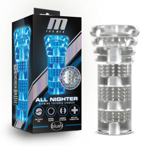 Clear Glow-In-The-Dark Self Lubricating Stroker