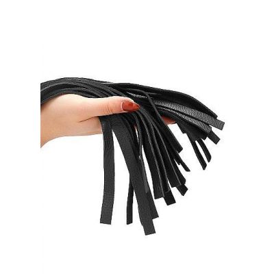 Sparkling Pointed Handle Leather Flogger Black