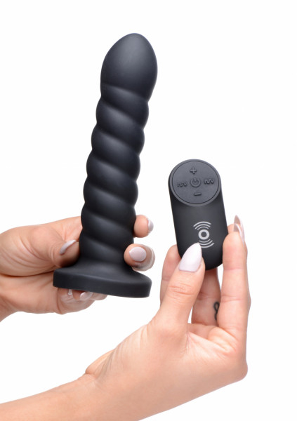 Supple Swirl 21x Remote Control Silicone Dildo - Black - Strap On Sex Guide
