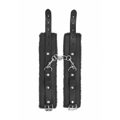 Ouch Plush Leather Hand Cuffs Black Hardcore bondage toys