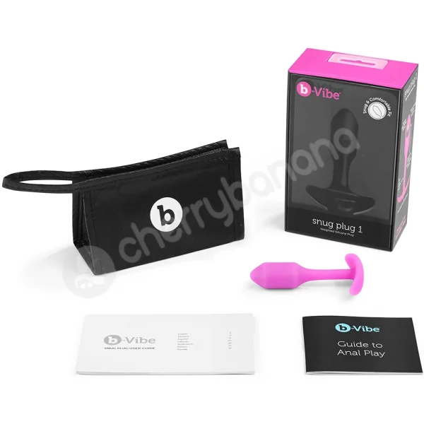 B-Vibe Snug Plug 1 Pink Silicone Weighted Small Butt Plug