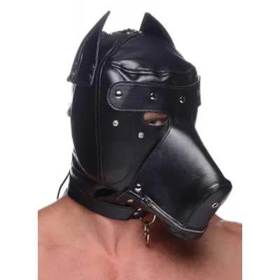 Muzzled Universal BDSM Hood Removable Muzzle Black