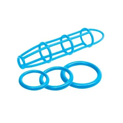 Neon Silicone Cage and Love Ring Set