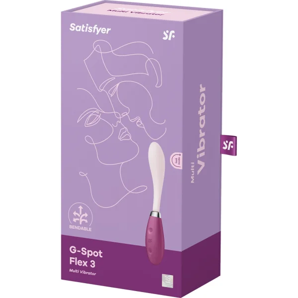 Satisfyer G-Spot Flex 3 Silicone Rechargeable Waterproof 12-Function G-Spot Vibrator - Red