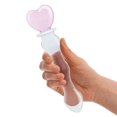 8 Inch Sweetheart Glass Dildo Pink clear