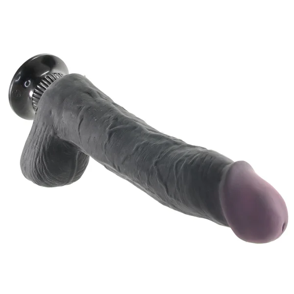 Real Feel Deluxe No. 11 - 11" Suction Cup Vibrating Dildo - Charcoal