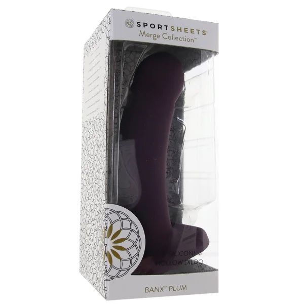 Merge Collection Banx 8" Silicone Sheath Hollow Dildo By Sportsheets - Plum