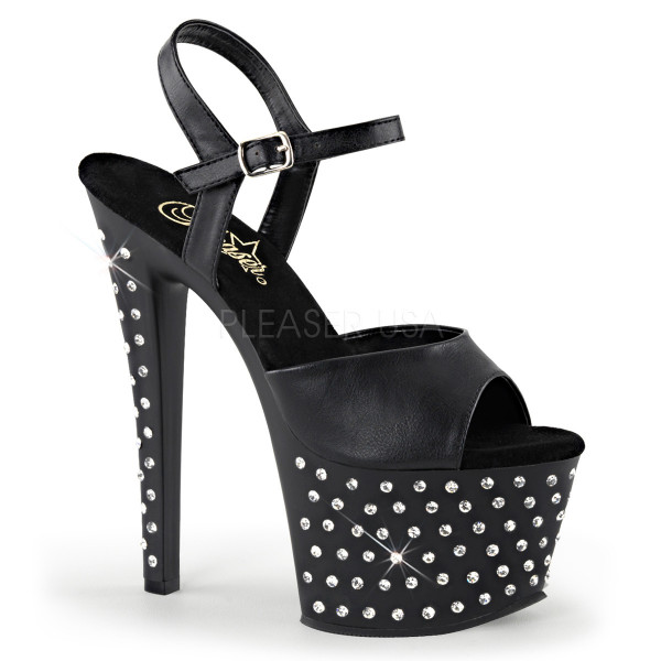 7 inch Rhinestone Studded Ankle Strap P/F Sandal