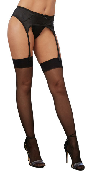 Dreamgirl One Size Black Sheer Thigh High Stockings with Metallic Back Seam Detail