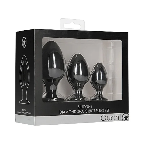 Ouchdiamond Shape Butt Plug Set Black — image 16 of 17
