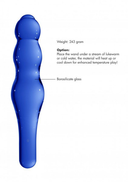 Lollypop Double-Ended Blue Glass Dildo by Chrystalino