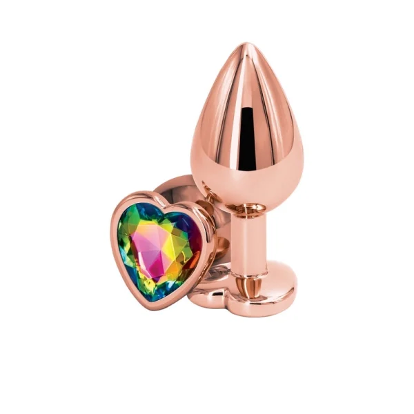 NS Novelties Rear Assets Rose Gold Heart Medium Plug