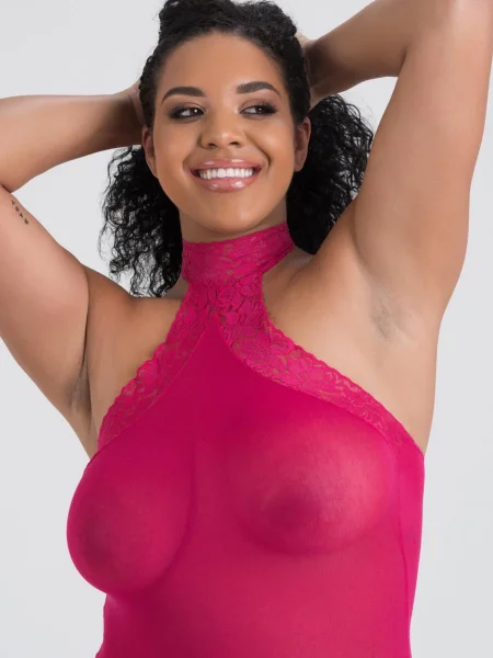 Lovehoney Plus Size Pink Halterneck Mini Dress