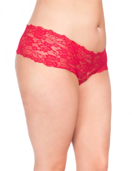 Oh La La Cheri Lace Crotchless Boyshort With Elastic Detail