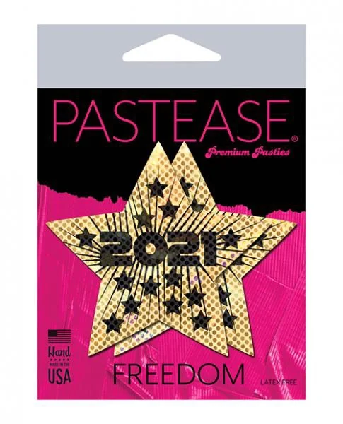 Pastease Happy New Years 2021 Liquid Gold & Black Star Nipple Pasties