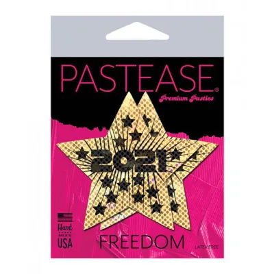 Pastease Happy New Years 2021 Liquid Gold Black Star Nipple Pasties