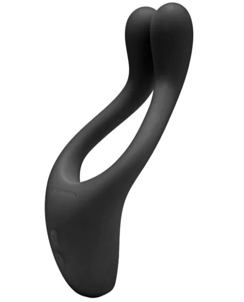 Tryst Multi Erogenous Zone Silicone Vibrator and Cock Ring - Black