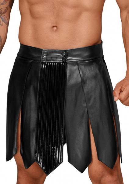 Leather gladiator skirt - Black - Gay Kinky Underwear