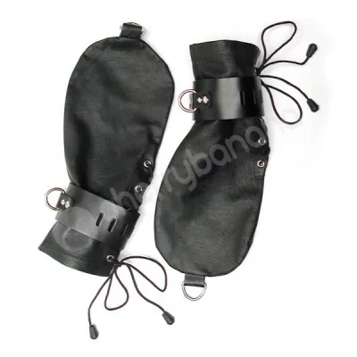 Kinklab Black Leather Bondage Mittens