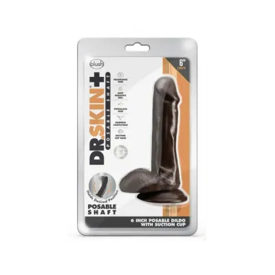 Dr Skin Plus Posable Dildo With Balls 6 In Chocolate