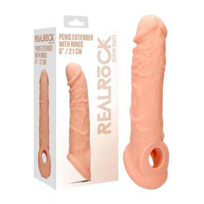 RealRock 8 Penis Extender with Rings Flesh 20 3 cm Penis Extension Sleeve