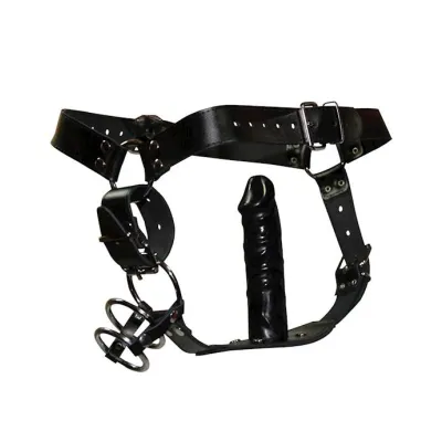 Jake Mens Thong Harness With Plug Black L xl