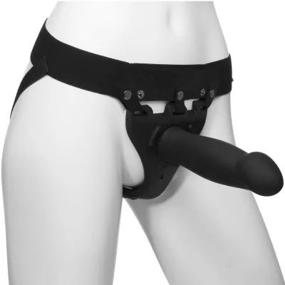 Body Extensions BE Risque 8 Hollow Vibrating Silicone Strap On System by Doc Johnson