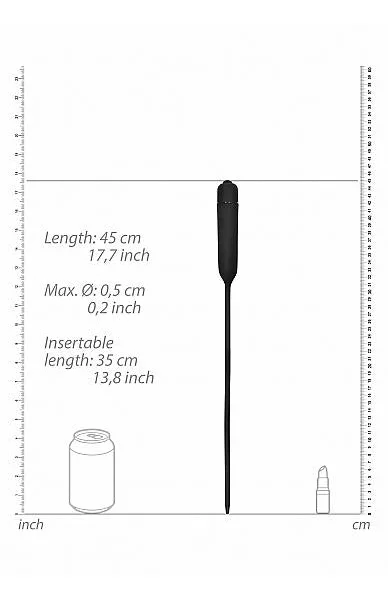 Vibrating Bullet Plug Extra Long Urethral Sound Black