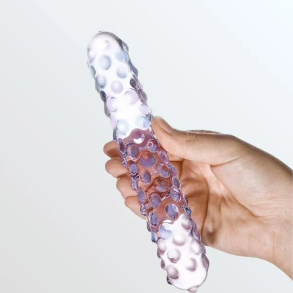 Gläs Purple Rose Nubby Glass Dildo