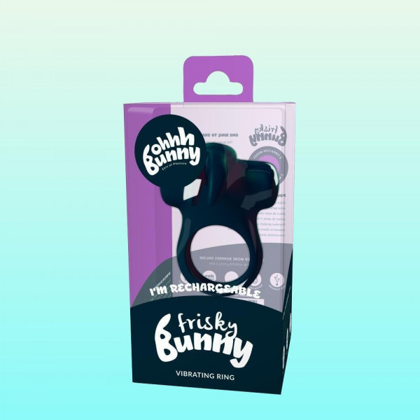 Ohhh Bunny Frisky Bunny Vibrating Cock Ring - Black Pearl