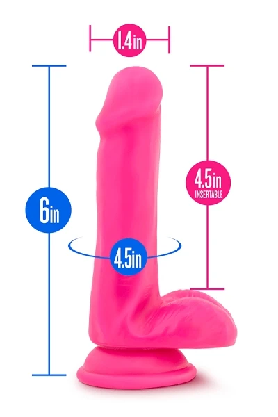 Blush Neo Neon Pink 6 Inch Dual Density Cock With Balls — image 12 of 13