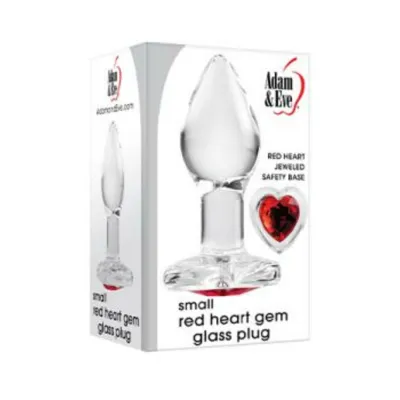 Adam Eve Red Heart Gem Glass Plug Small Red