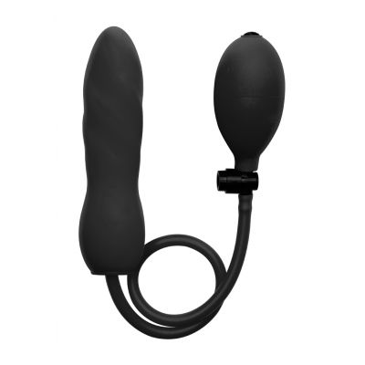 Inflatable Silicone Twist Black Butt Plug