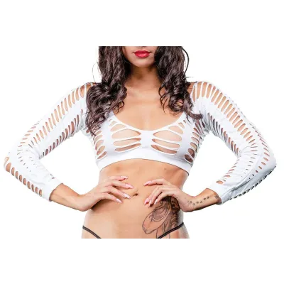 All Over Sraps Mesh Crotchless Leggings One Size White